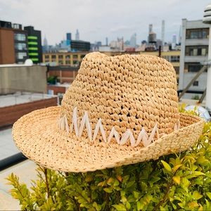 Anthro Tracy Watts NewYork Straw Raffia Fedora Hat